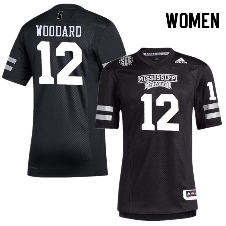 Women #12 Tyler Woodard Mississippi State Bulldogs College Football Jerseys Stitched-Black